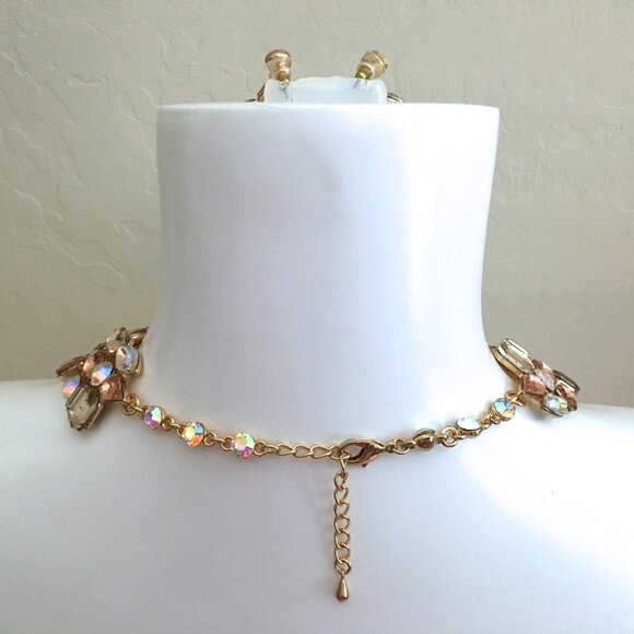 Rhinestone Necklace Pierced Dangle Earrings NEW from Greece - Picture 11 of 14